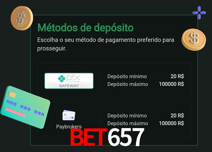 O cassino bet657 oferece uma grande variedade de métodos de pagamento